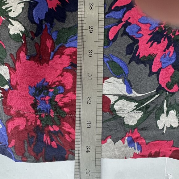 Fossil Shift Dress Womens 10 Gray Floral Print 3/4 Sleeve Lined Fairy Whimsygoth - Picture 10 of 11